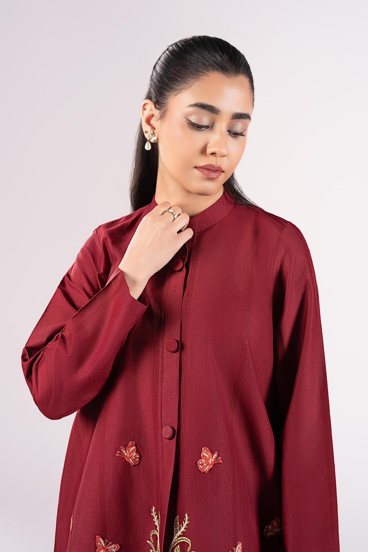 2 Pc Embroidered Textured Cotton Suit | MB-CS25-184