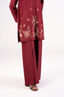 2 Pc Embroidered Textured Cotton Suit