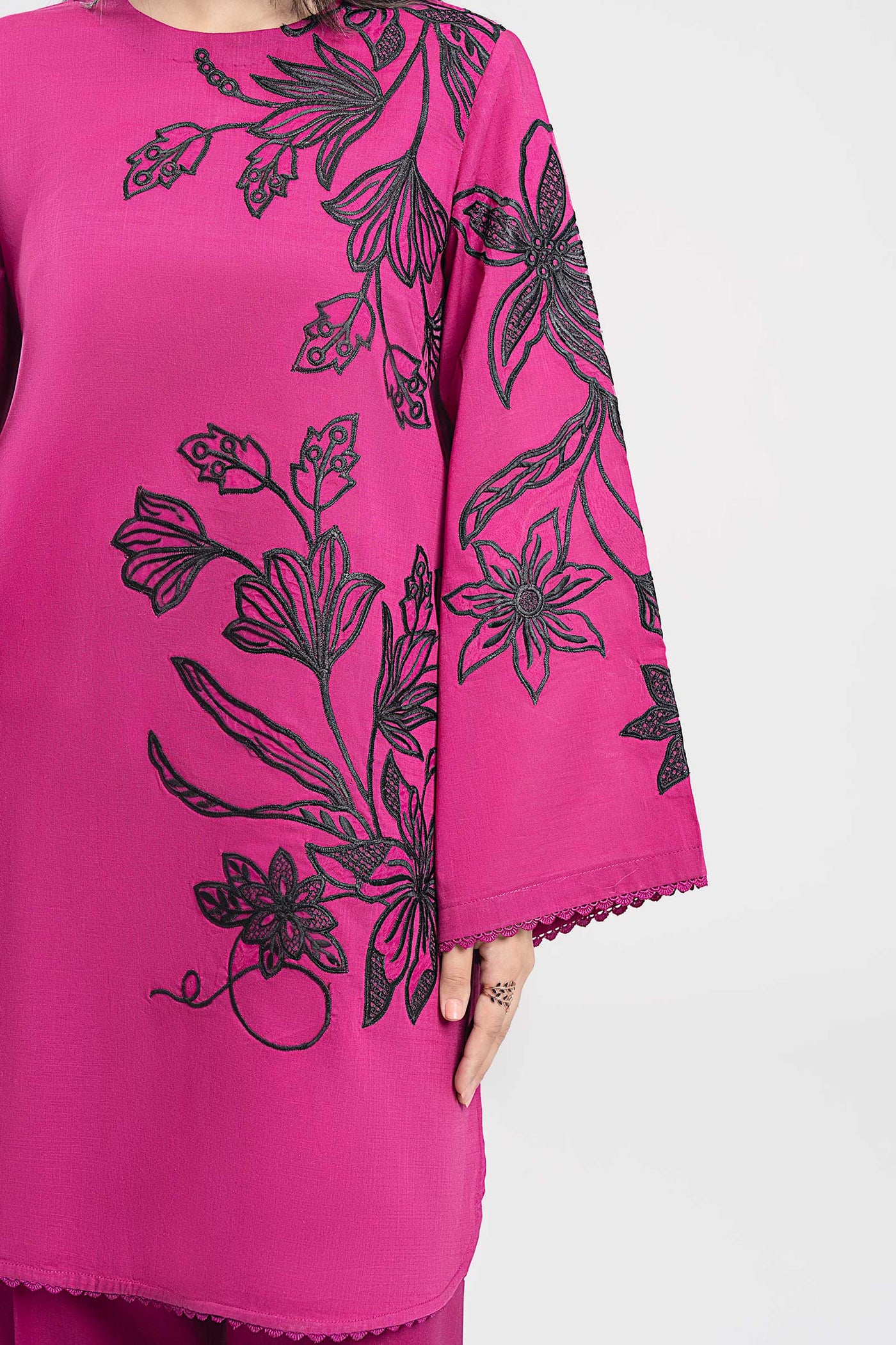 2 Pc Embroidered Crosshatch Lawn Suit
