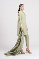 3 Pc Embroidered Lurex Cotton Suit