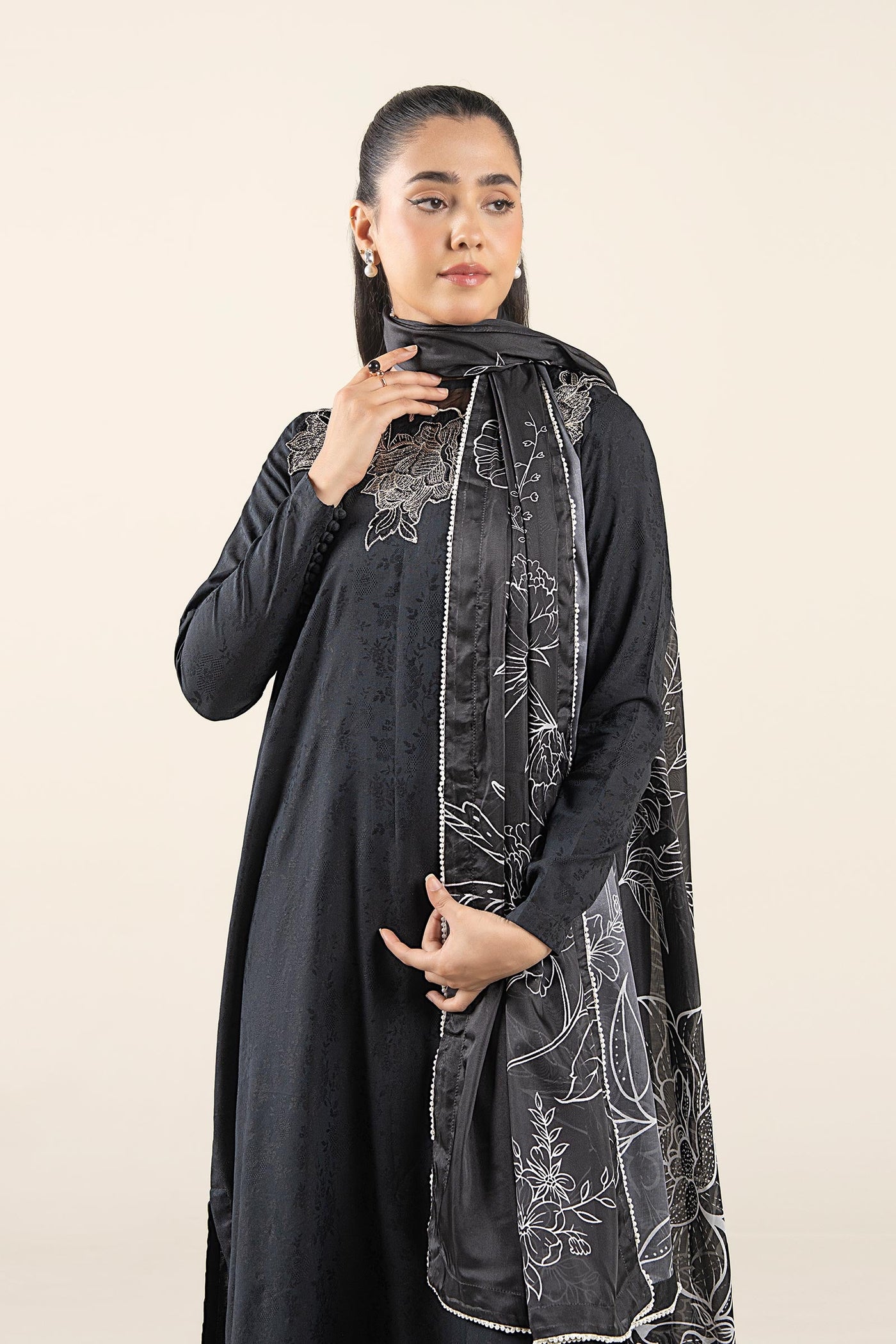 3 Pc Embroidered Dobby Viscose Suit | MB-CS25-197