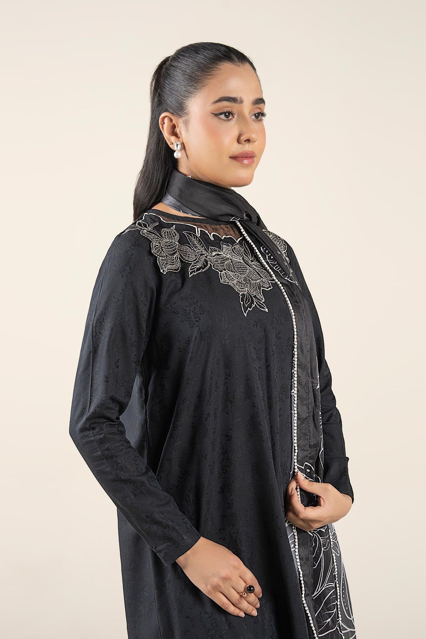 3 Pc Embroidered Dobby Viscose Suit | MB-CS25-197