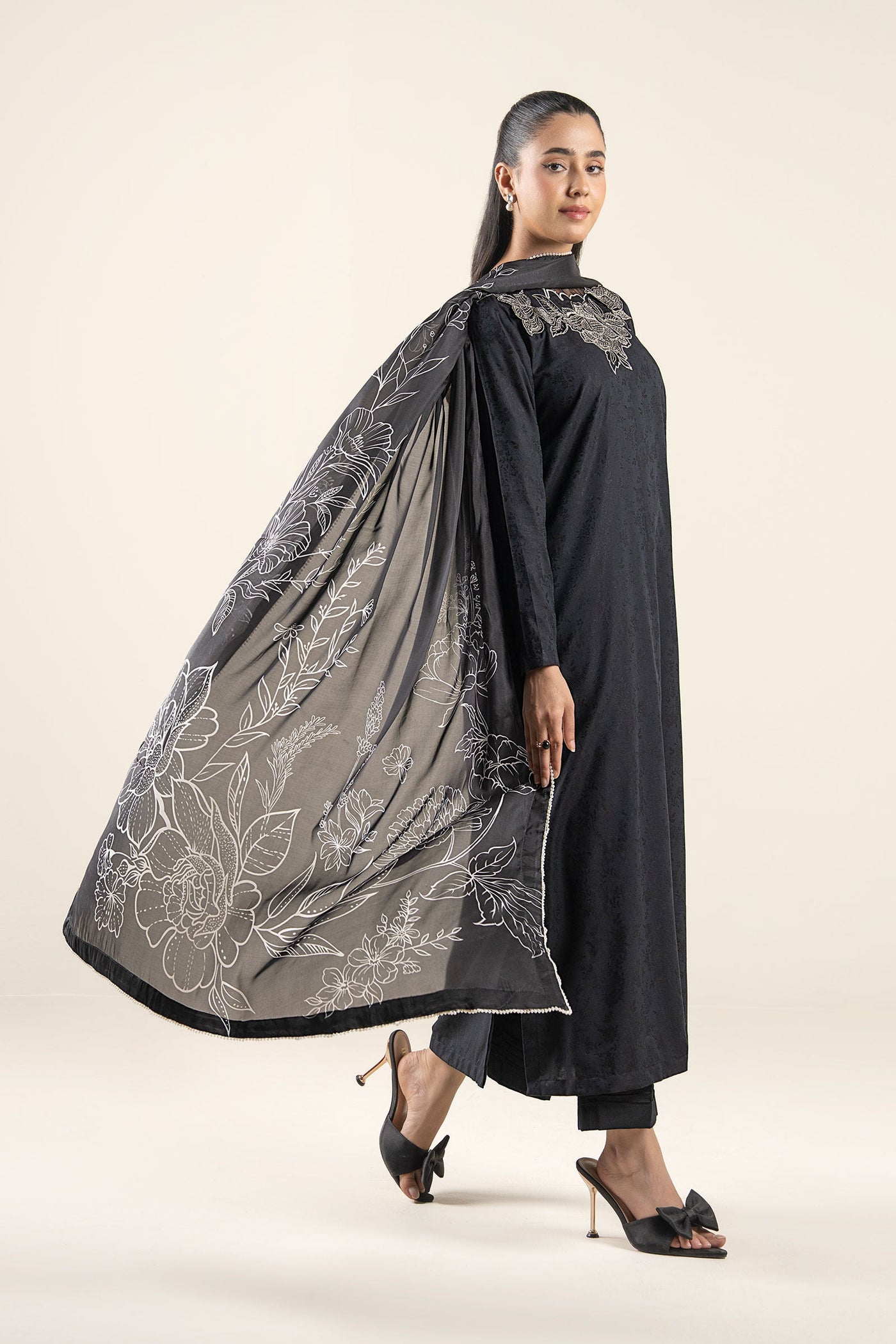 3 Pc Embroidered Dobby Viscose Suit | MB-CS25-197