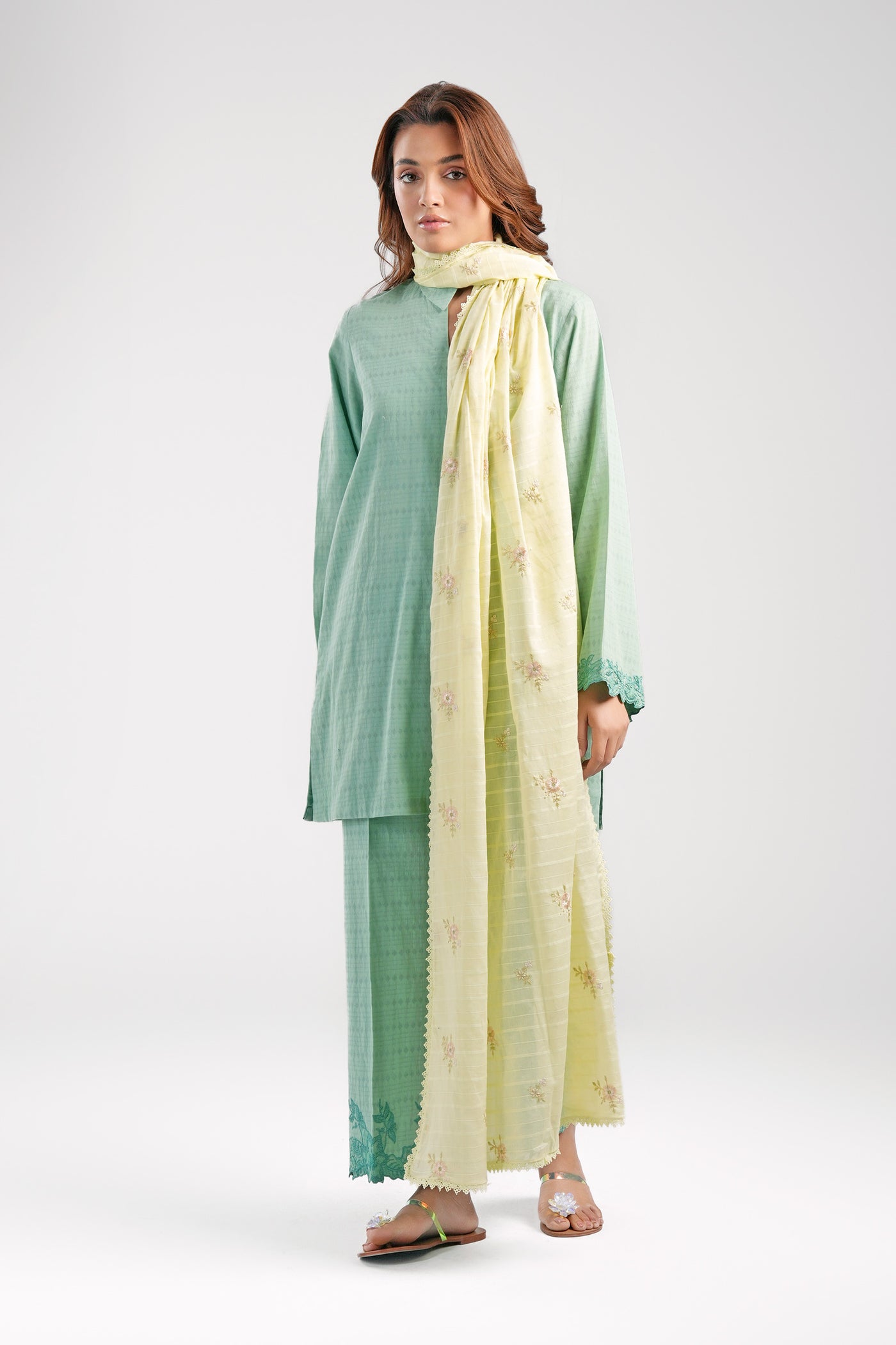 Embroidered Textured Voile Dupatta | MB-CS25-26