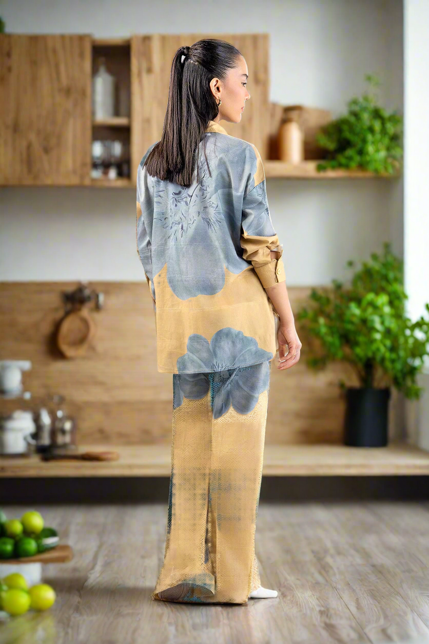 2 Pc Printed Textured Cotton Suit