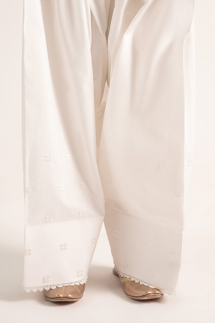 Embroidered Cambric Shalwar Bottoms MBC2607-ESM-WHT