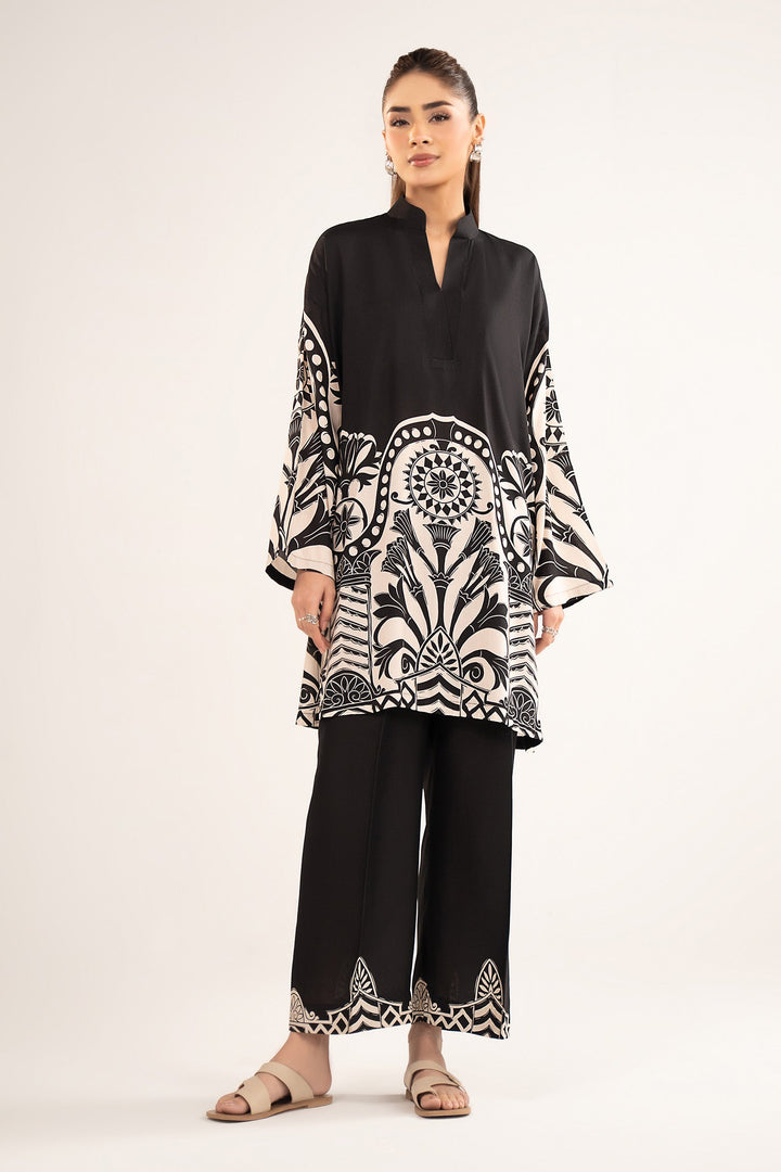 2 Pc Printed Arabic Lawn Suit Casuals MB26143-ESM-BLK