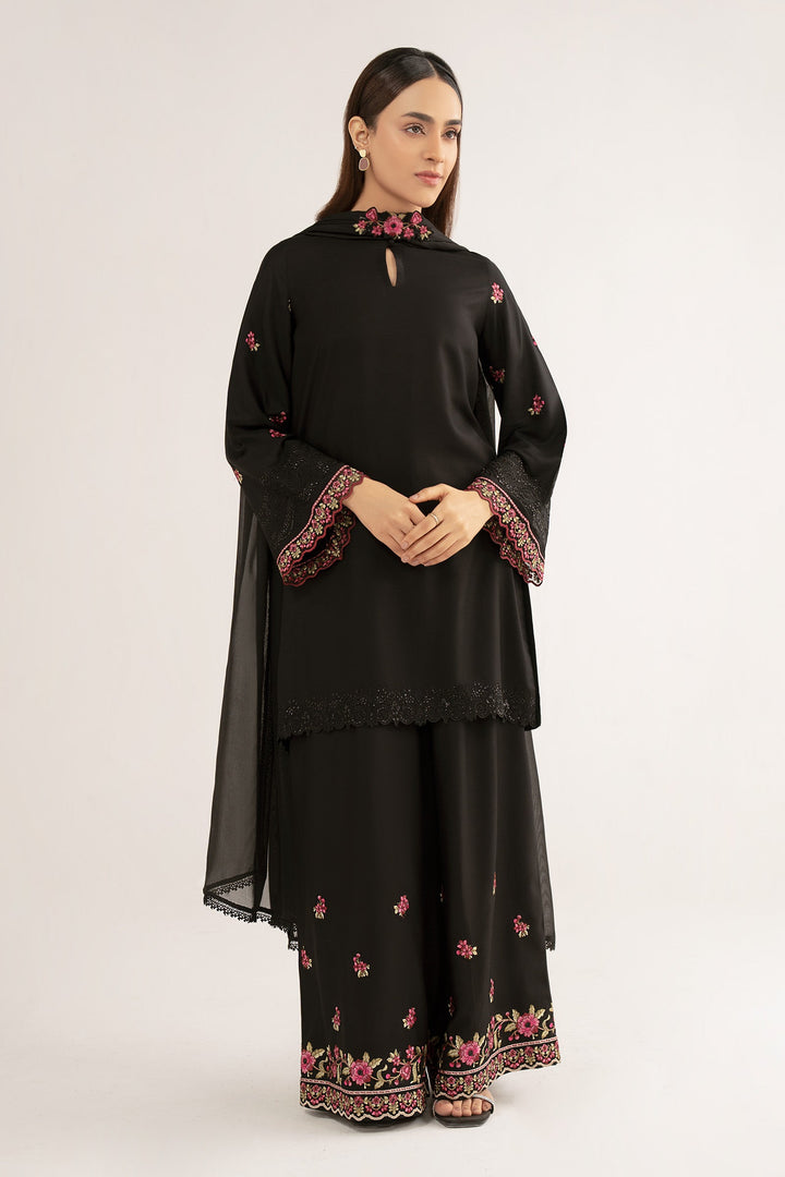 3 Pc Embroidered Arabic Lawn Suit Casuals MB26157-ESM-BLK
