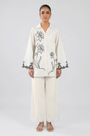 Embroidered Slub Lawn Shirt