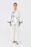 Embroidered Slub Lawn Shirt