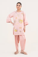 2 Pc Embroidered Cotton Chambray Suit