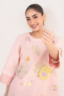 2 Pc Embroidered Cotton Chambray Suit