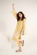 2 Pc Embroidered Cotton Chambray Suit