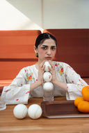 2 Pc Embroidered Cotton Stripe Suit