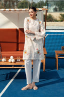 2 Pc Embroidered Cotton Stripe Suit