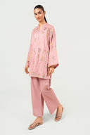 2 Pc Embroidered Cotton Stripe Suit