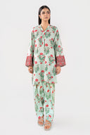 2 Pc Printed Slub Lawn Suit