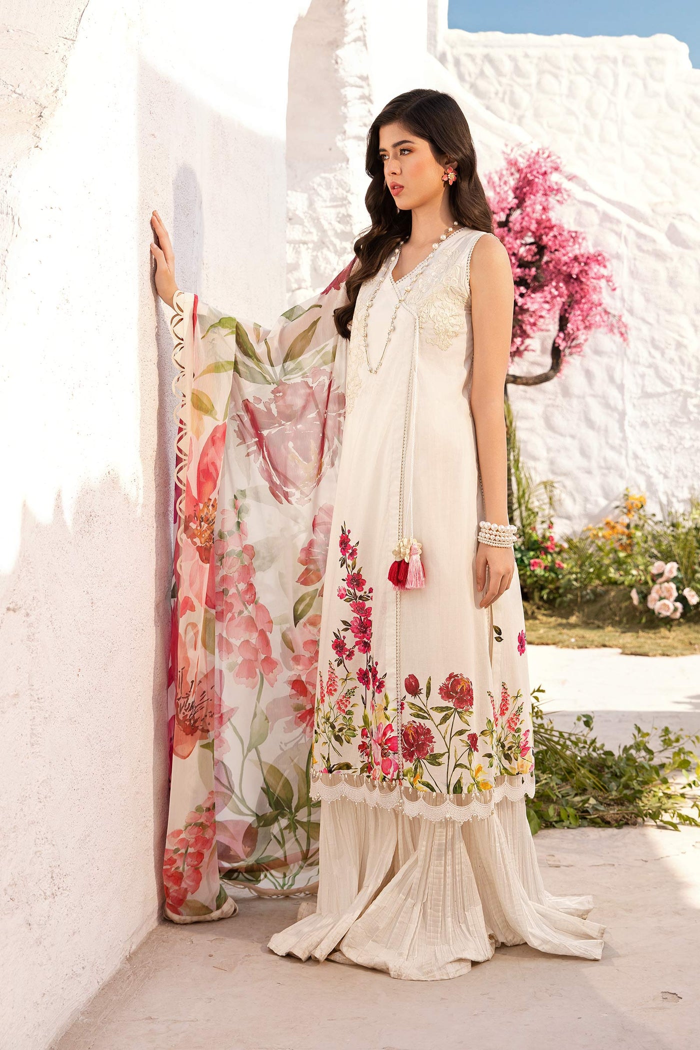 3 Pc Unstitched Embroidered Lawn Suit | MB-CUS25-701B