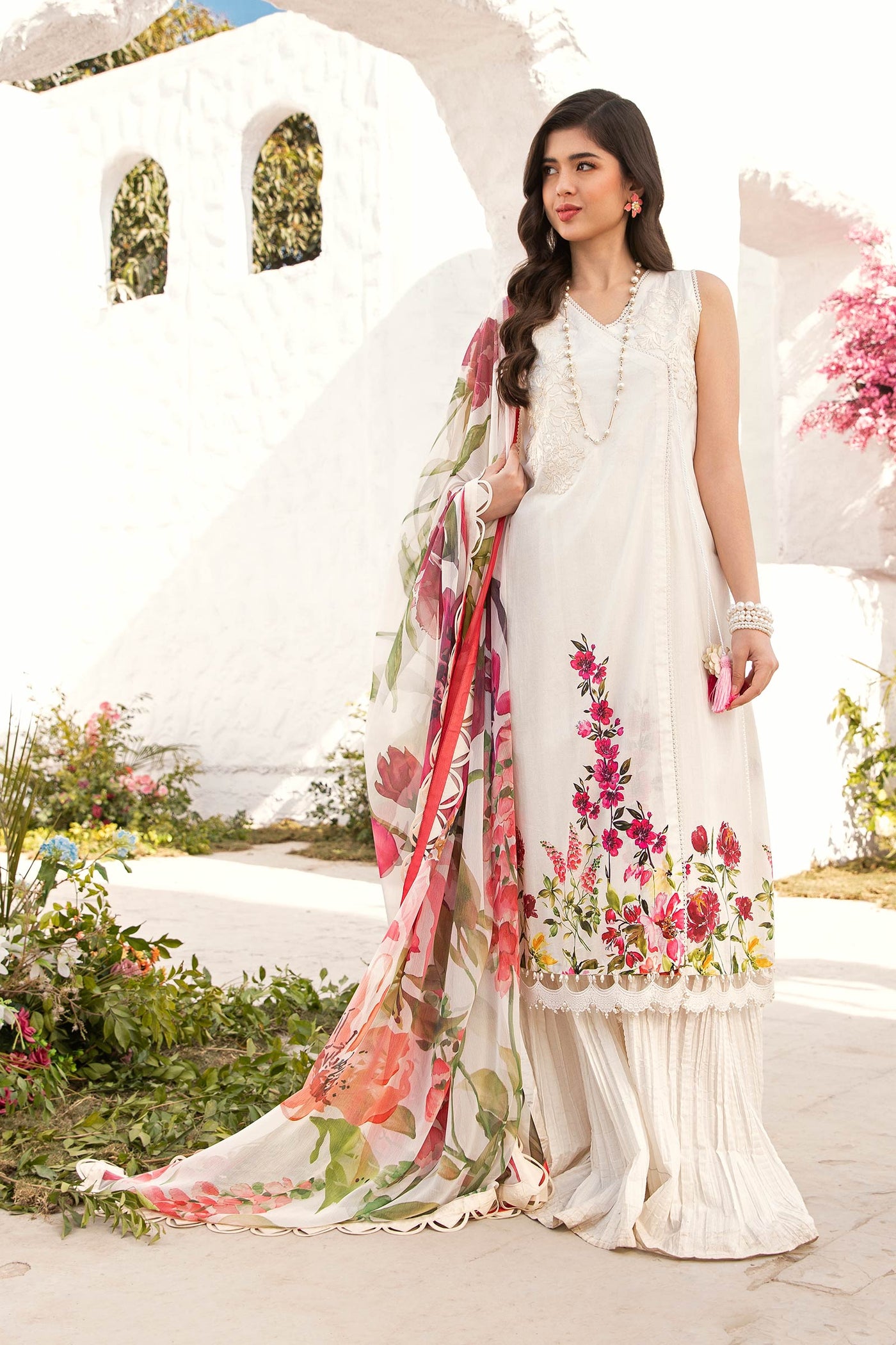 3 Pc Unstitched Embroidered Lawn Suit | MB-CUS25-701B