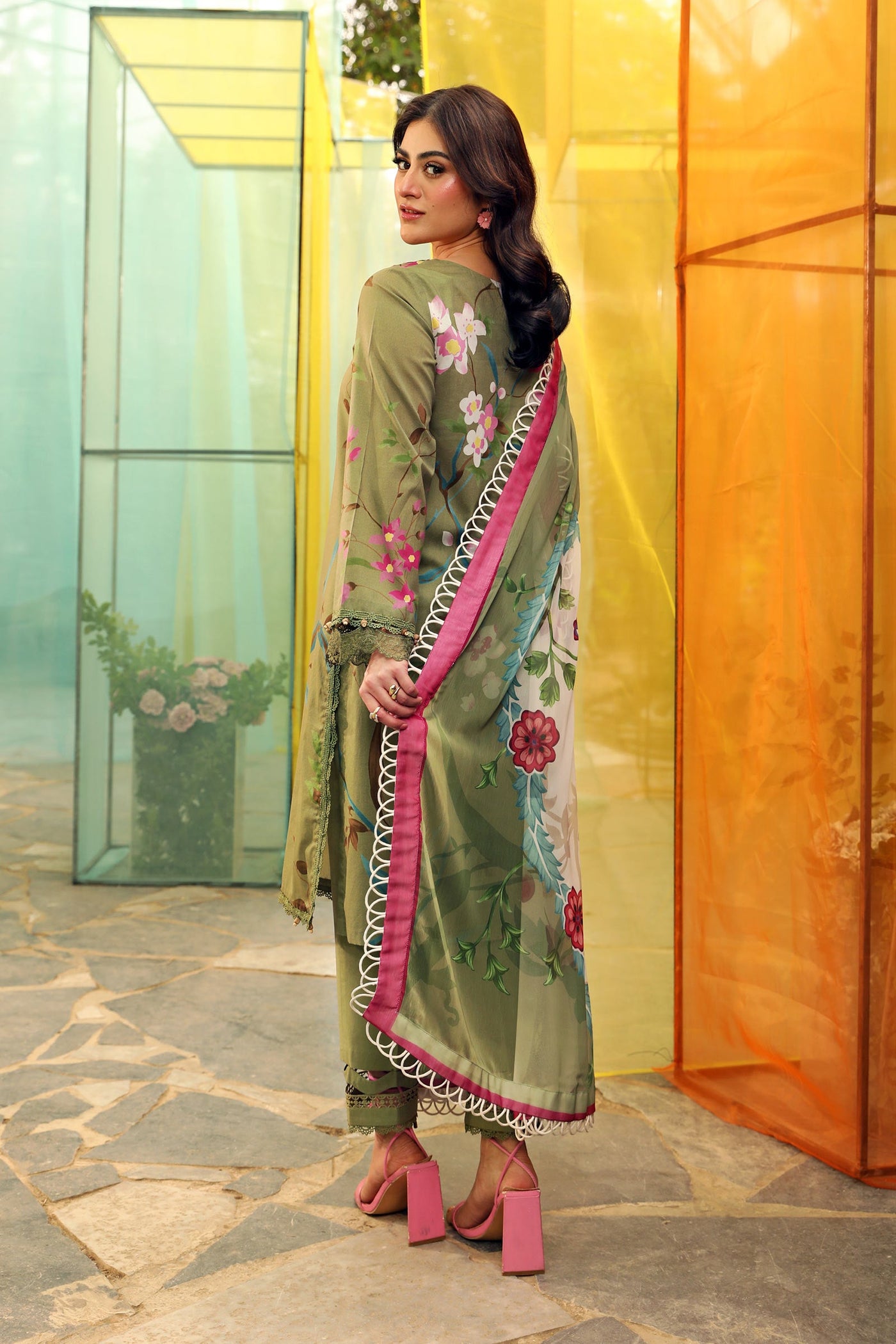 3 Pc Unstitched Embroidered Lawn Suit | MB-CUS25-707A