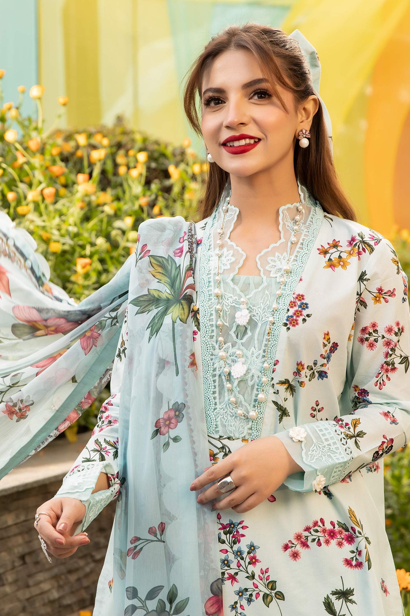 3 Pc Unstitched Embroidered Lawn Suit | MB-CUS25-709B