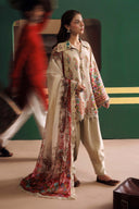 3 Pc Unstitched Embroidered Linen Suit