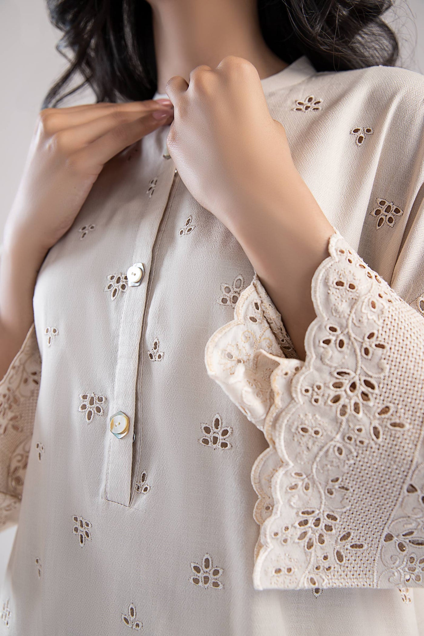 Embroidered Dobby Lawn Co-Ord Set