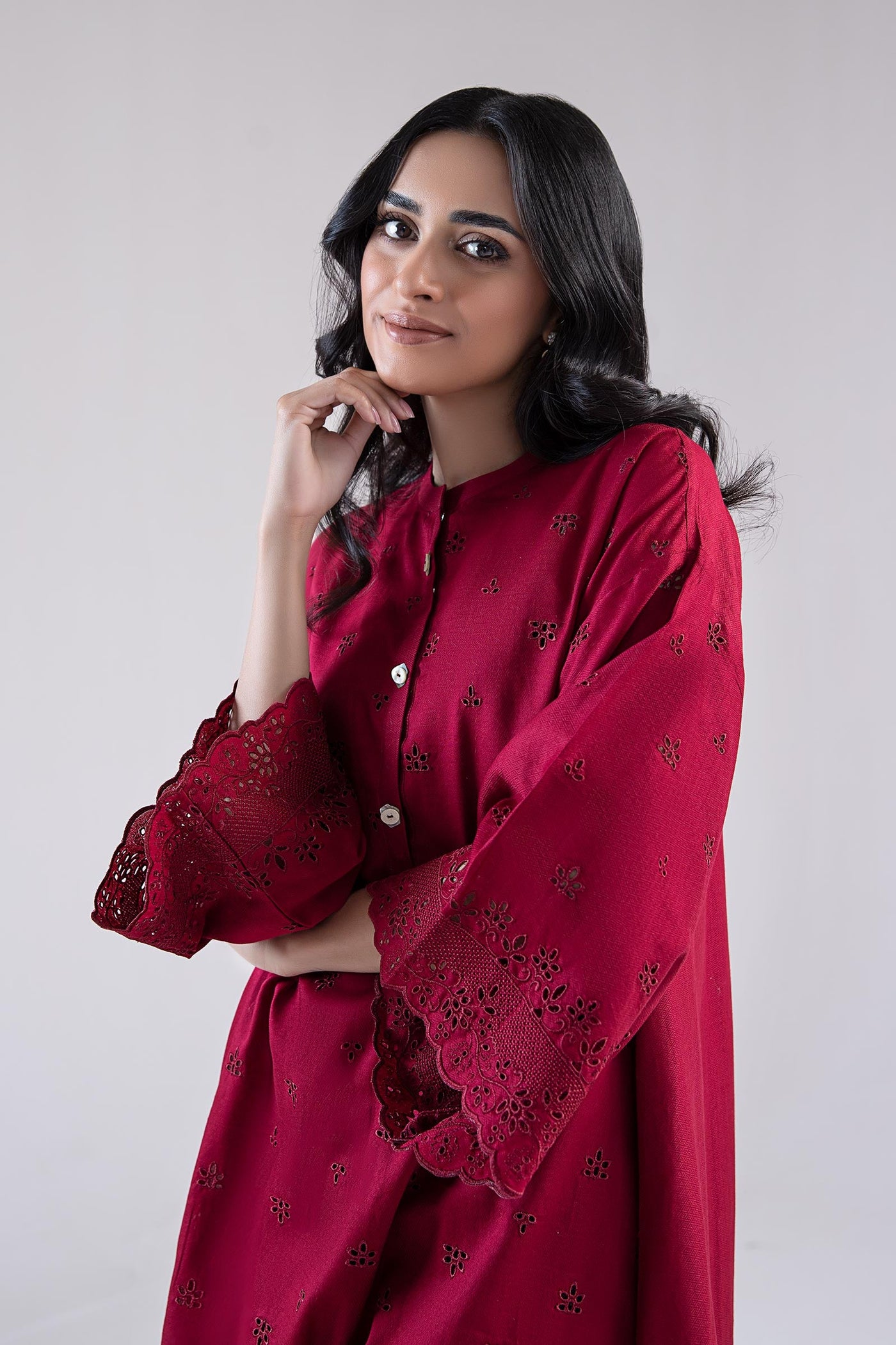 Embroidered Dobby Lawn Co-Ord Set