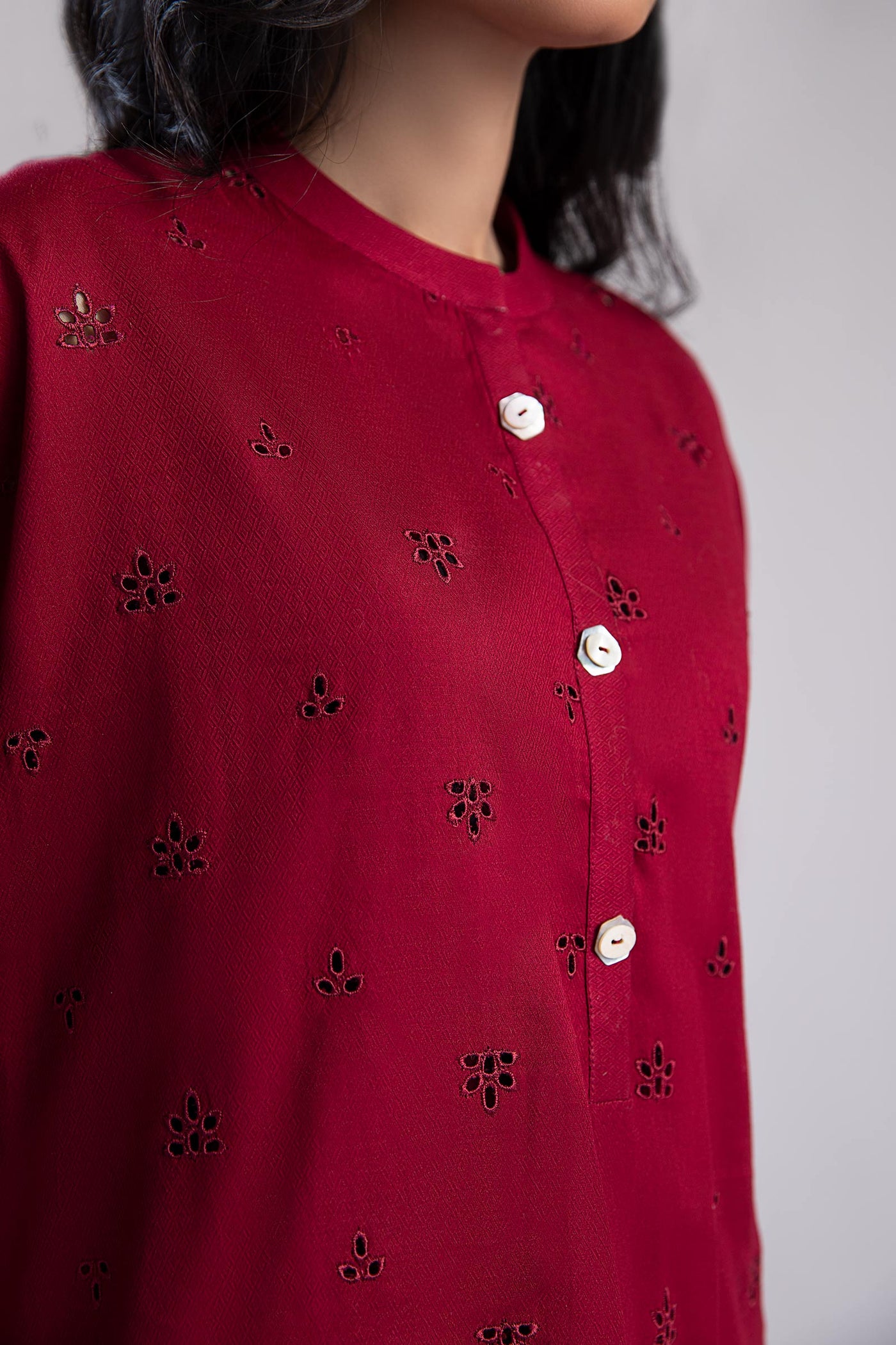 Embroidered Dobby Lawn Co-Ord Set