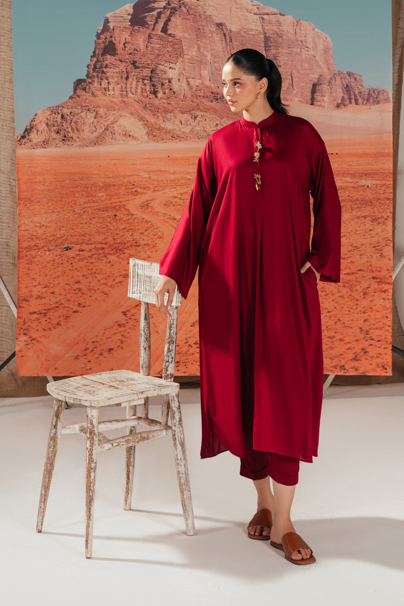 2 Piece Solid Arabic Lawn Suit