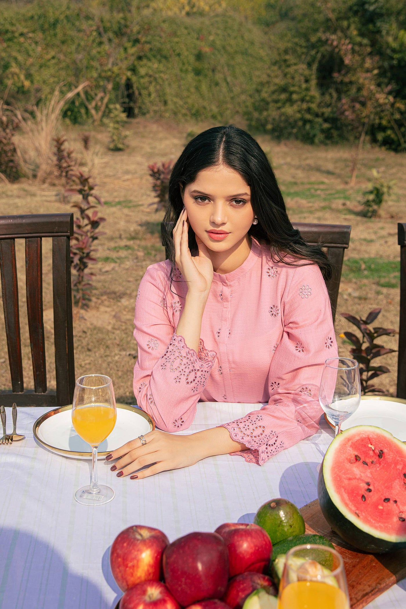 Embroidered Dobby Lawn Co-Ord Set