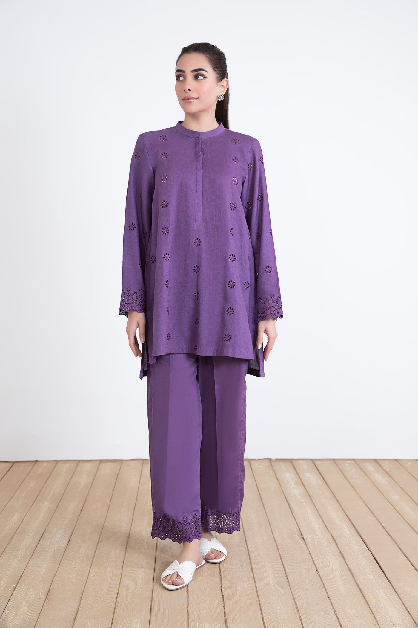 Embroidered Dobby Lawn Co-Ord Set