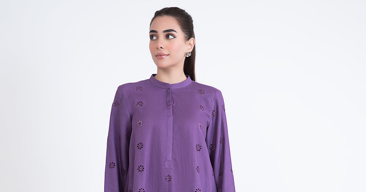 Embroidered Dobby Lawn Co-Ord Set