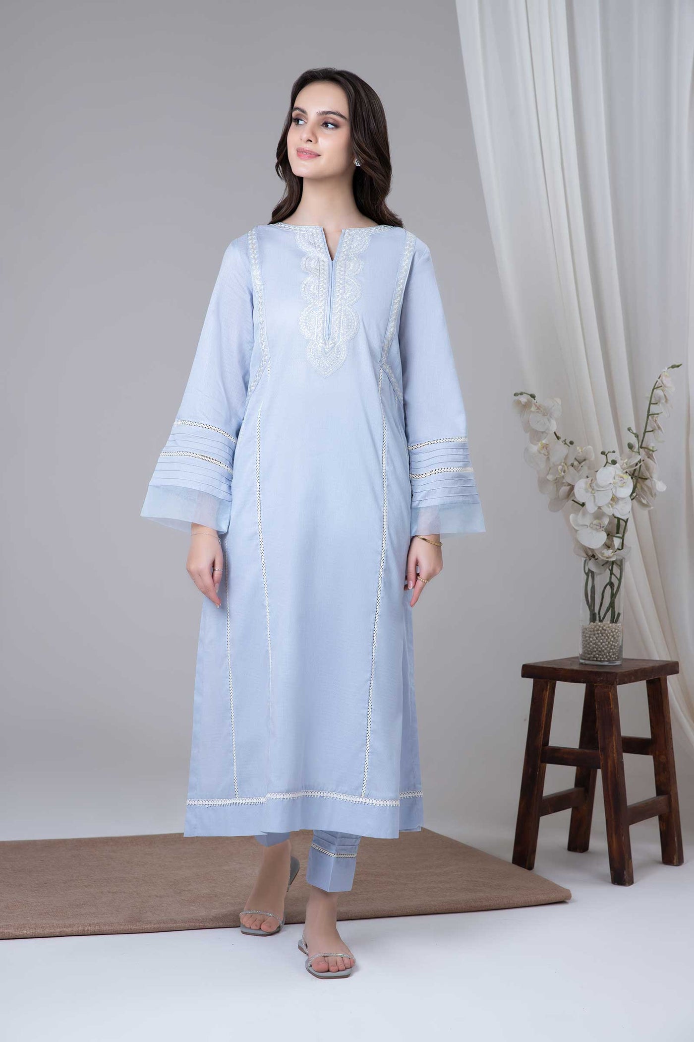 2 Piece Embroidered Dobby Lawn Suit