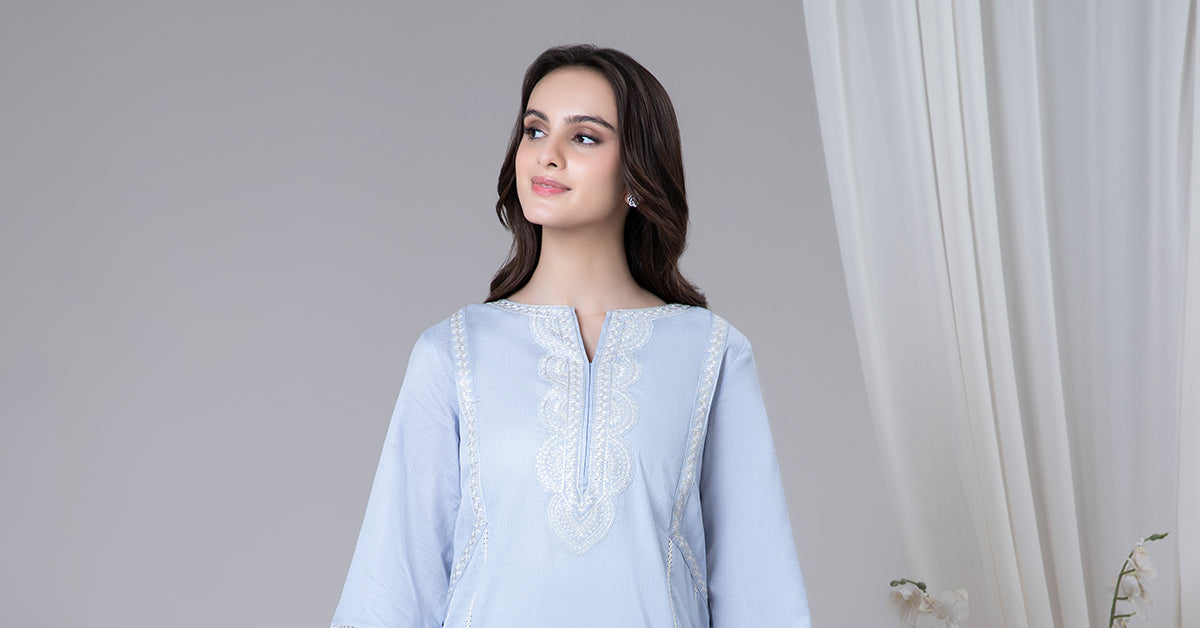 2 Piece Embroidered Dobby Lawn Suit