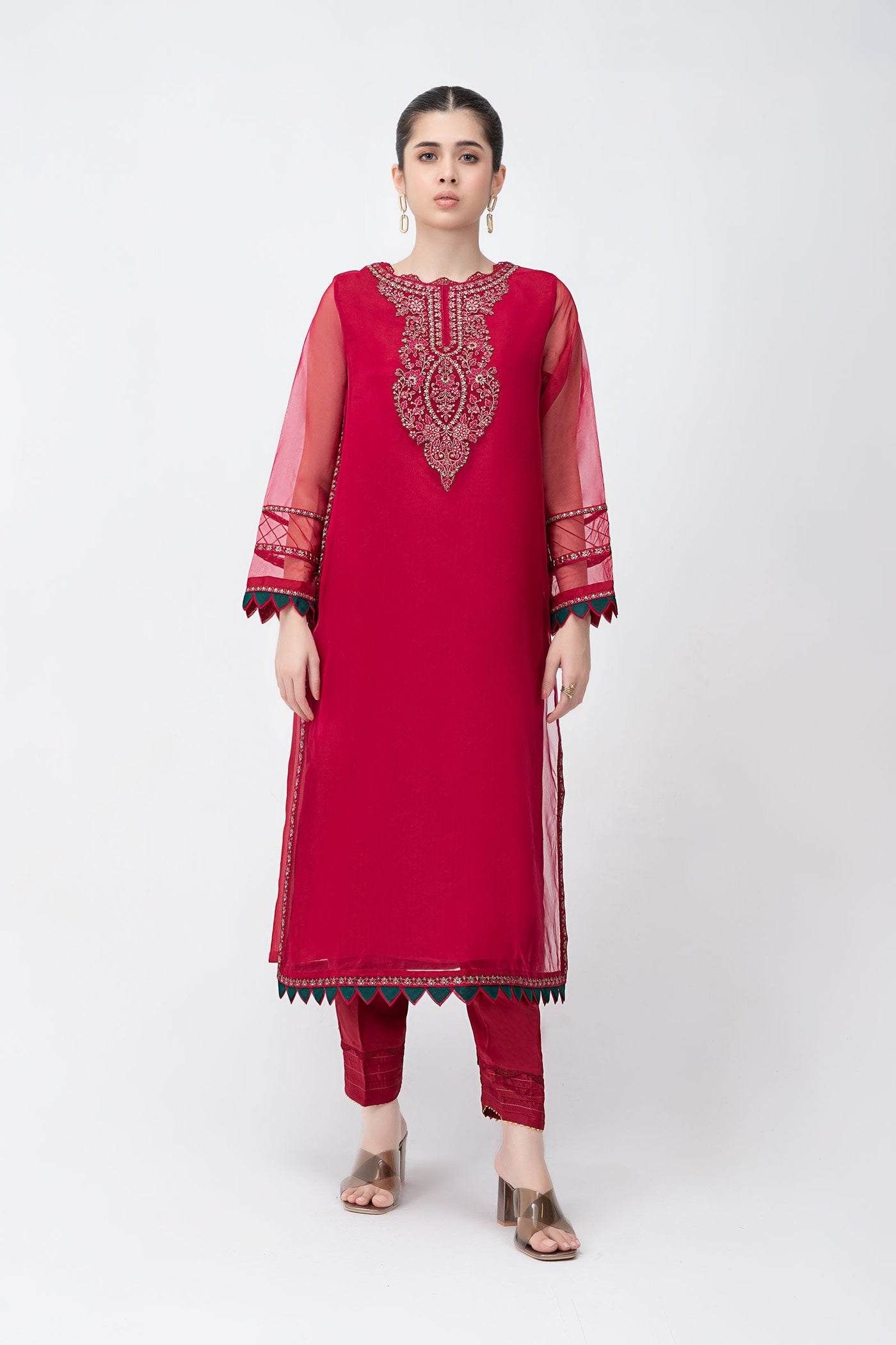 2 Pc Embroidered Raw Silk Suit | MB-F23-412