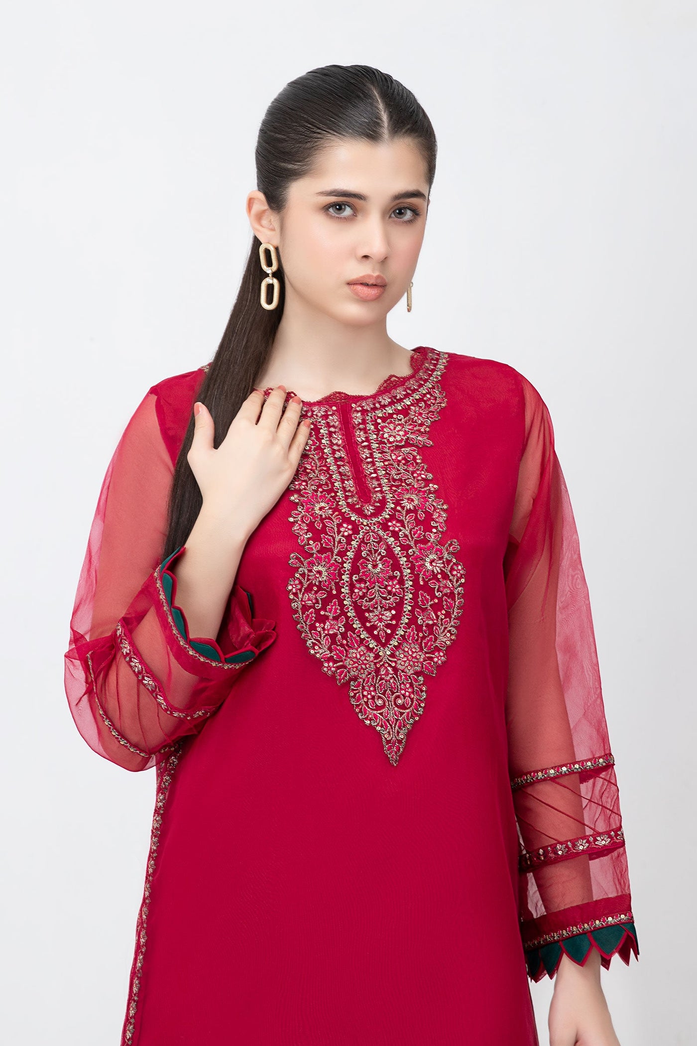 2 Pc Embroidered Raw Silk Suit | MB-F23-412