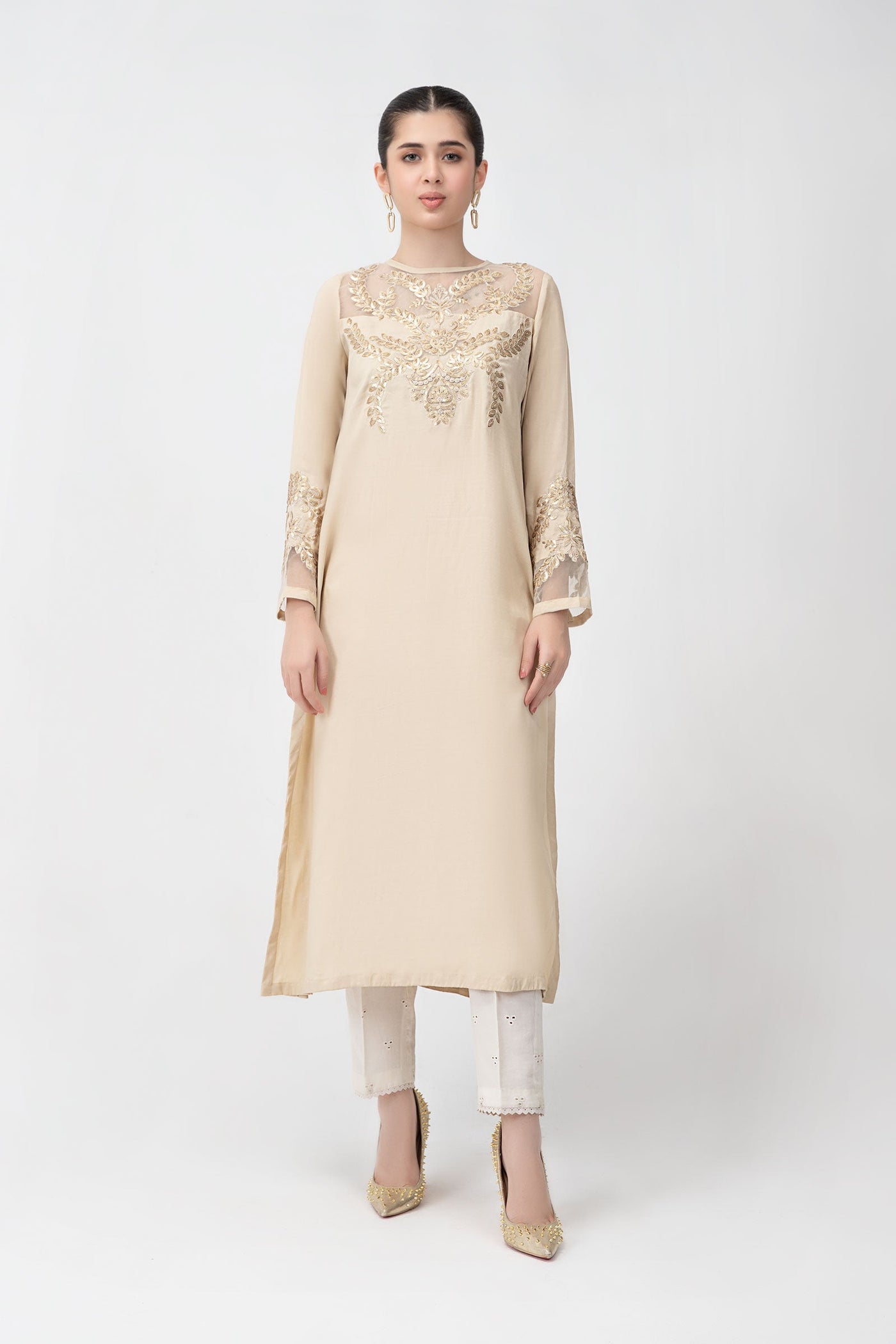 Embroidered Raw Silk Shirt | MB-F23-416