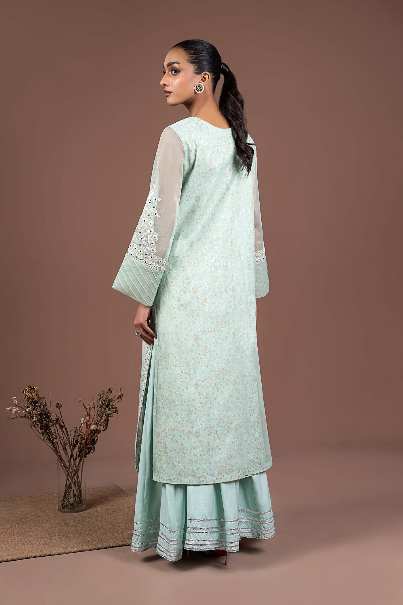 2 Pc Embroidered Organza Suit