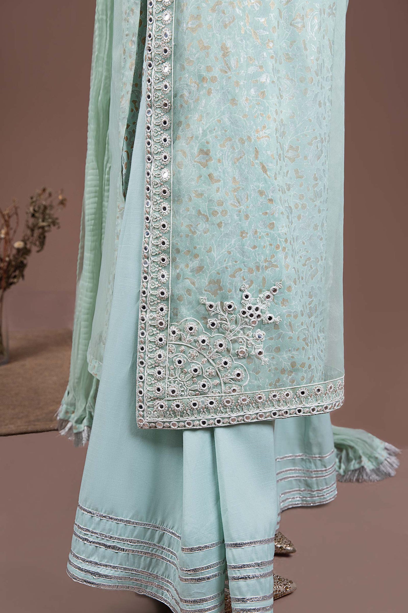 2 Pc Embroidered Organza Suit