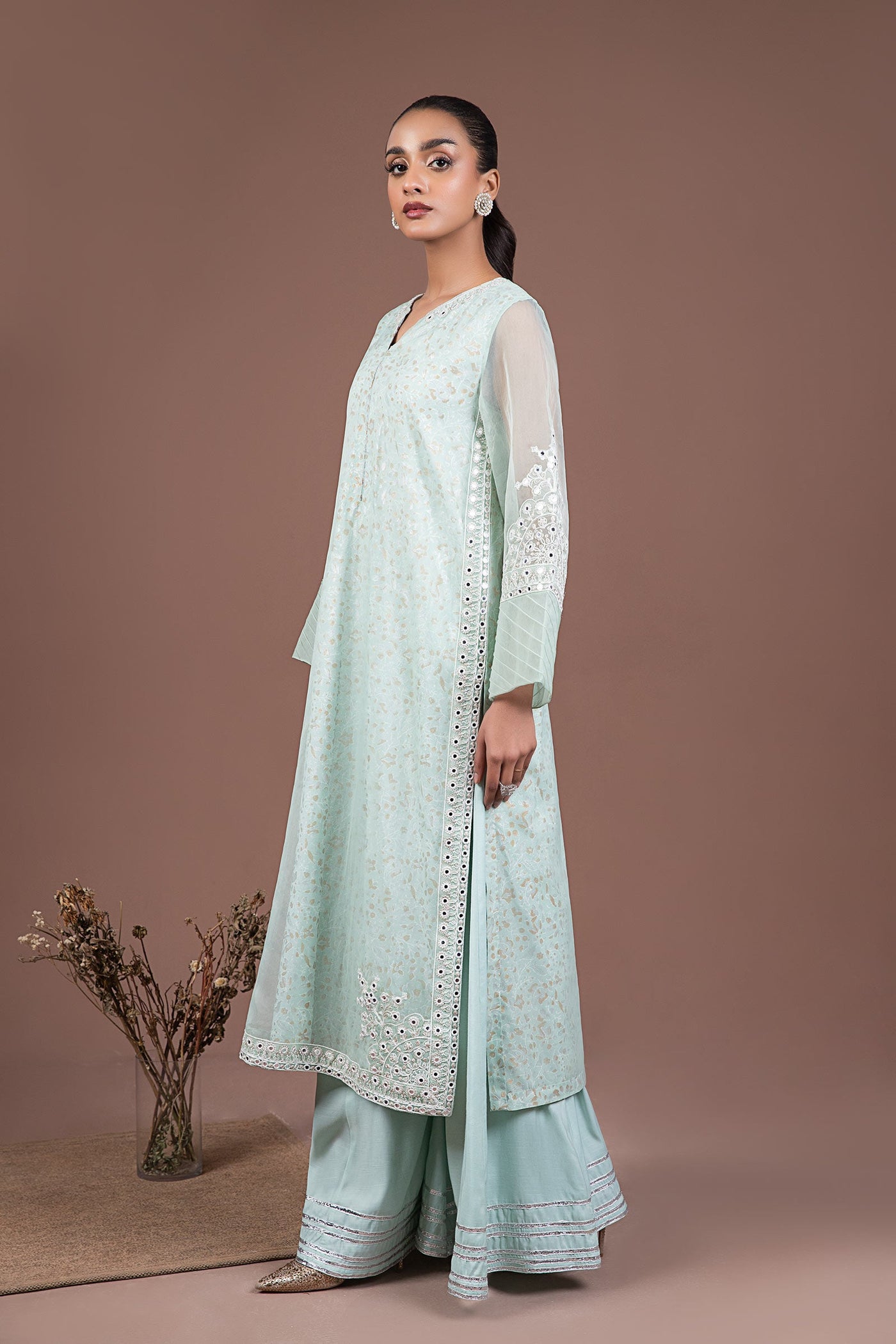 2 Pc Embroidered Organza Suit