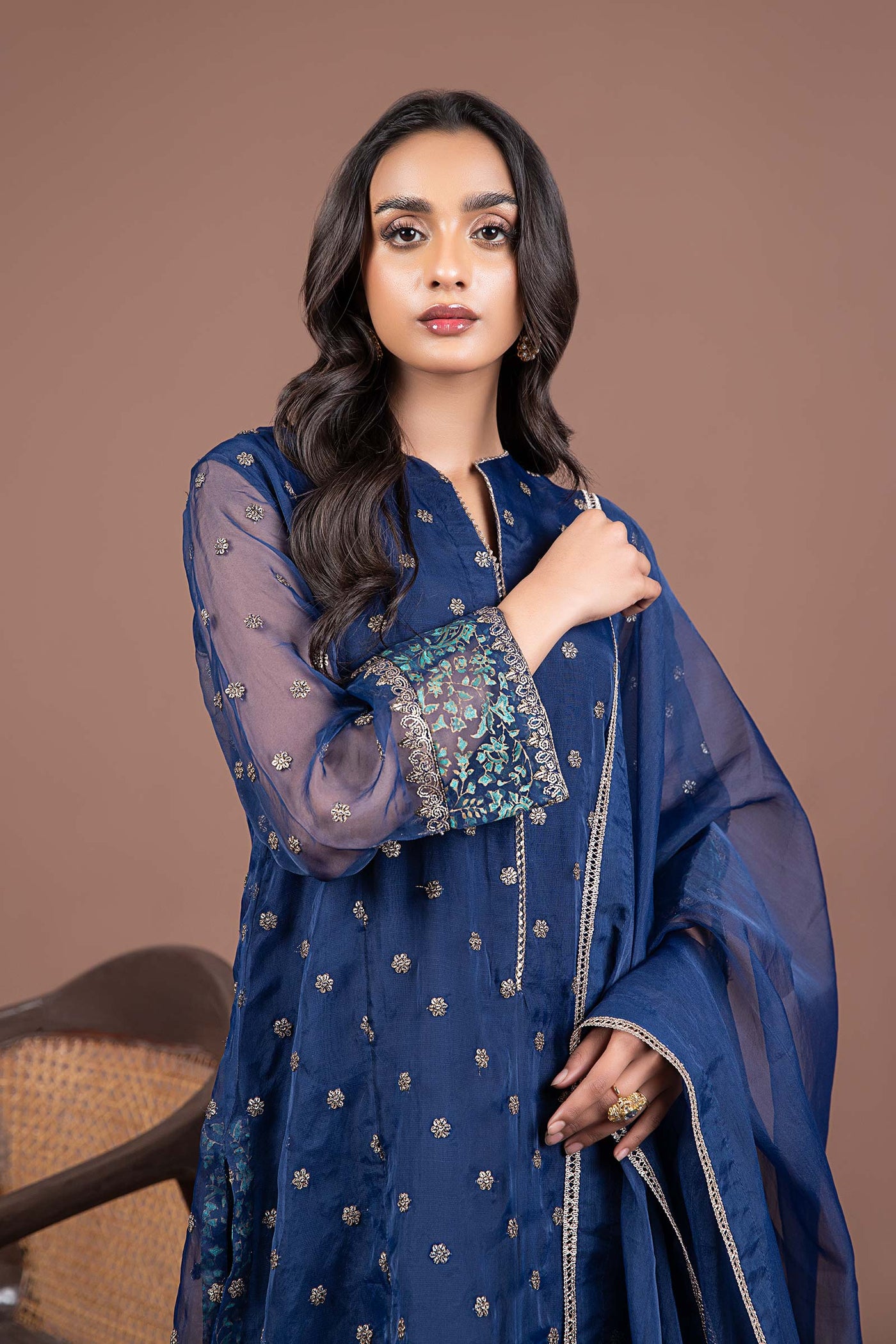 2 Pc Embroidered Organza Suit