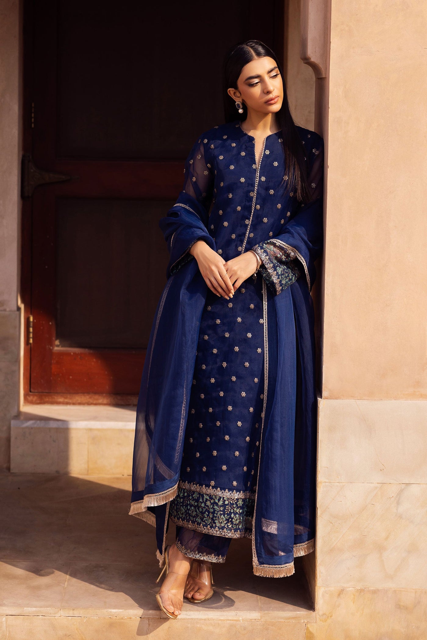 2 Pc Embroidered Organza Suit