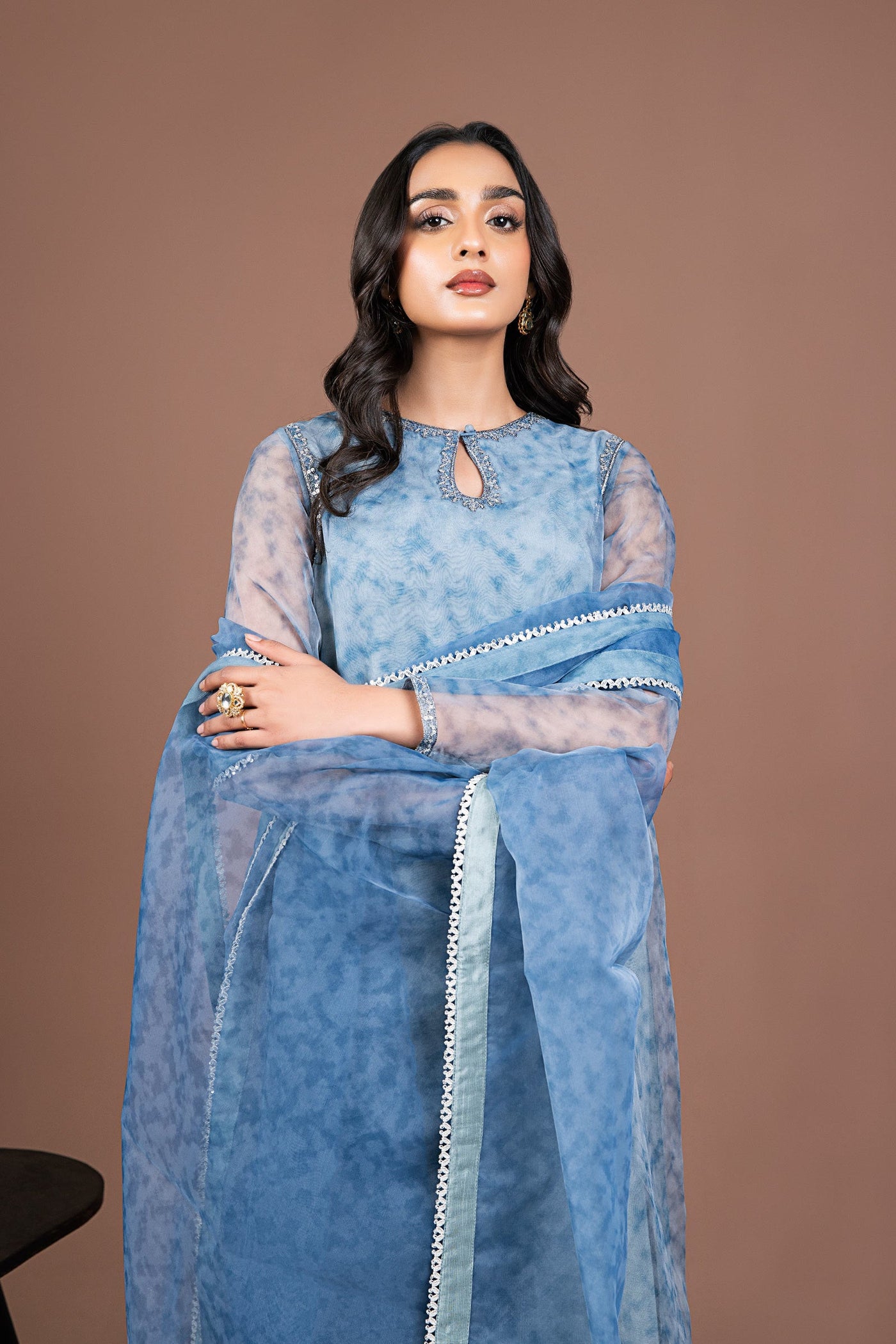 2 Pc Printed Organza Suit