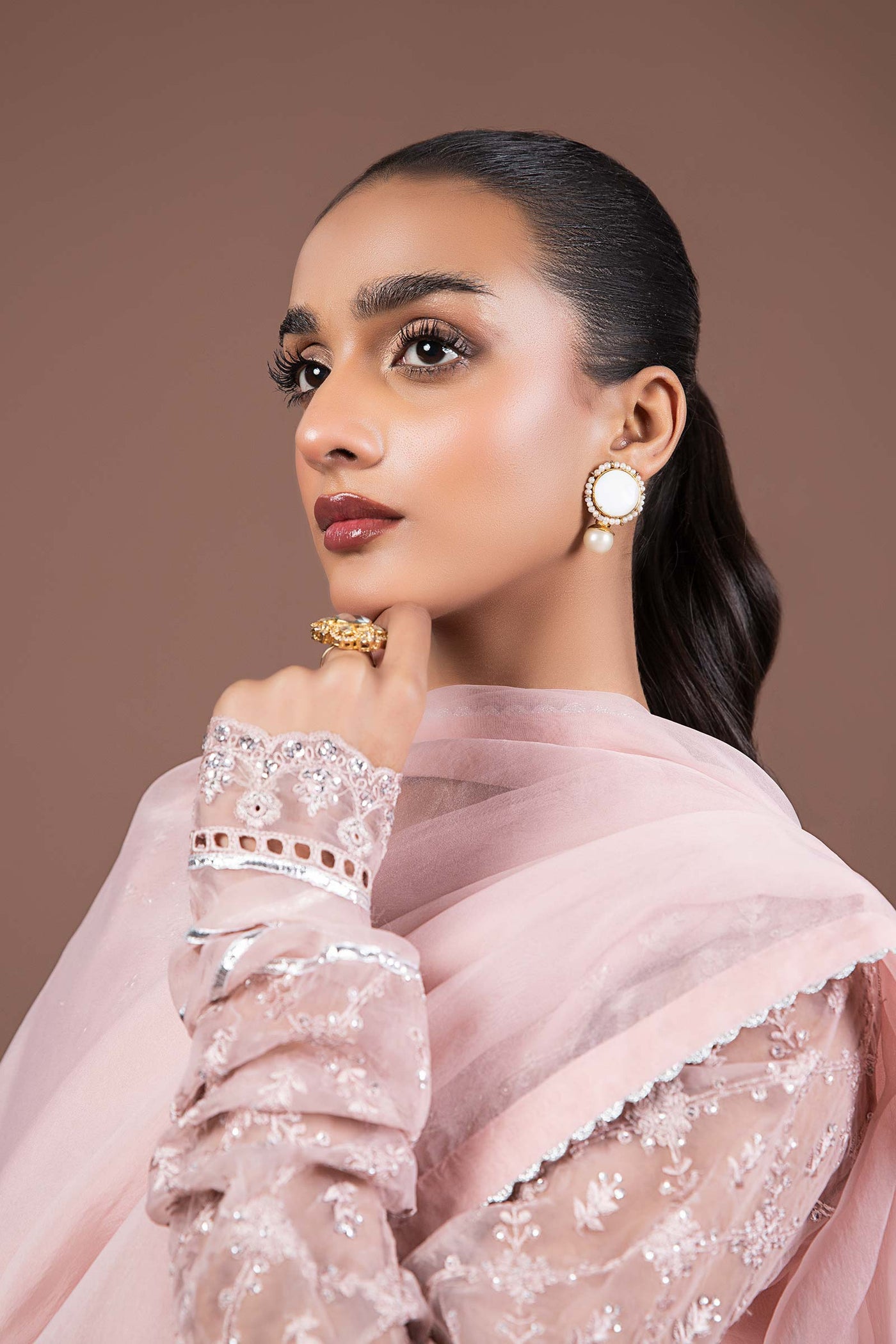 2 Piece Embroidered Organza Suit