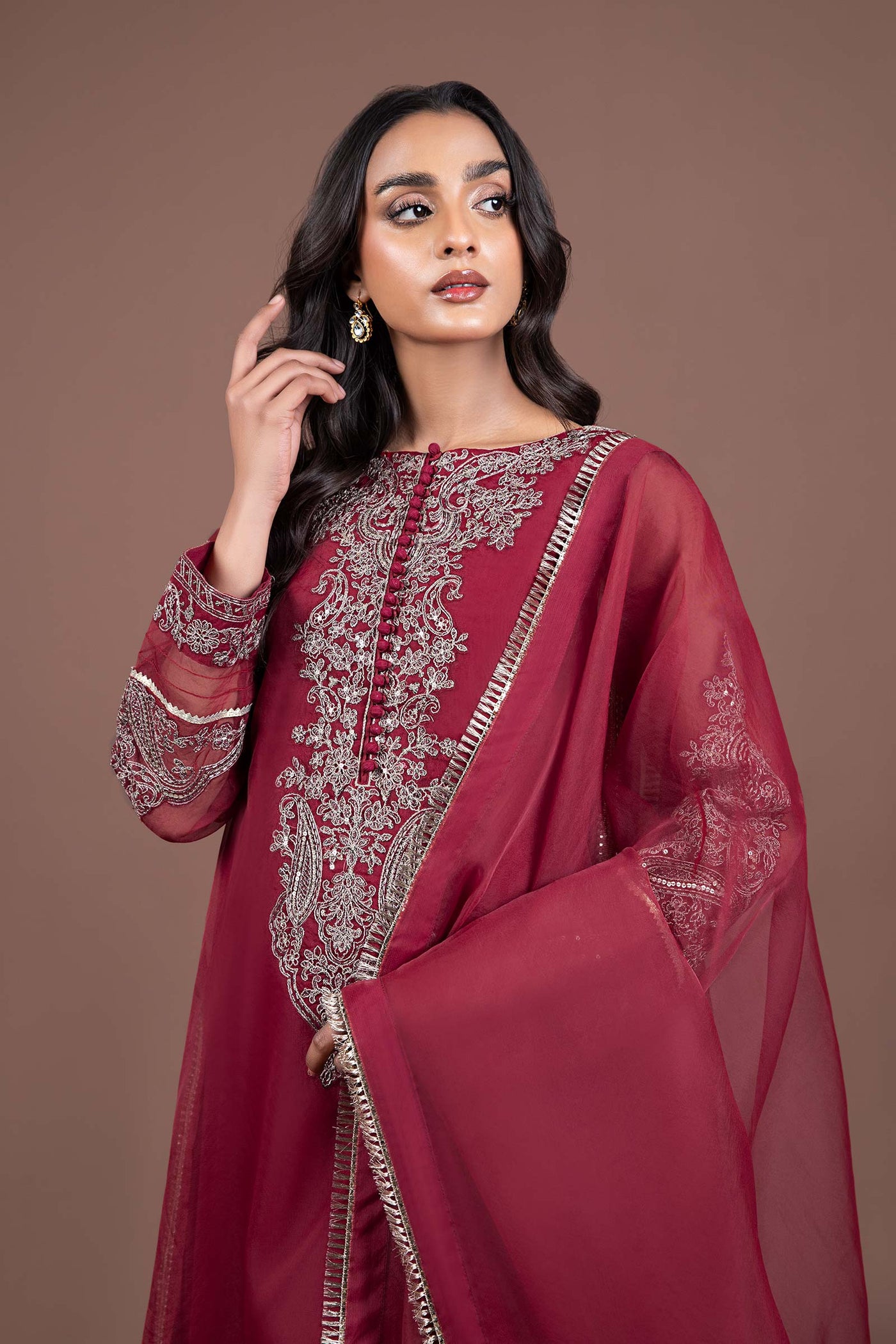 2 Pc Embroidered Organza Suit