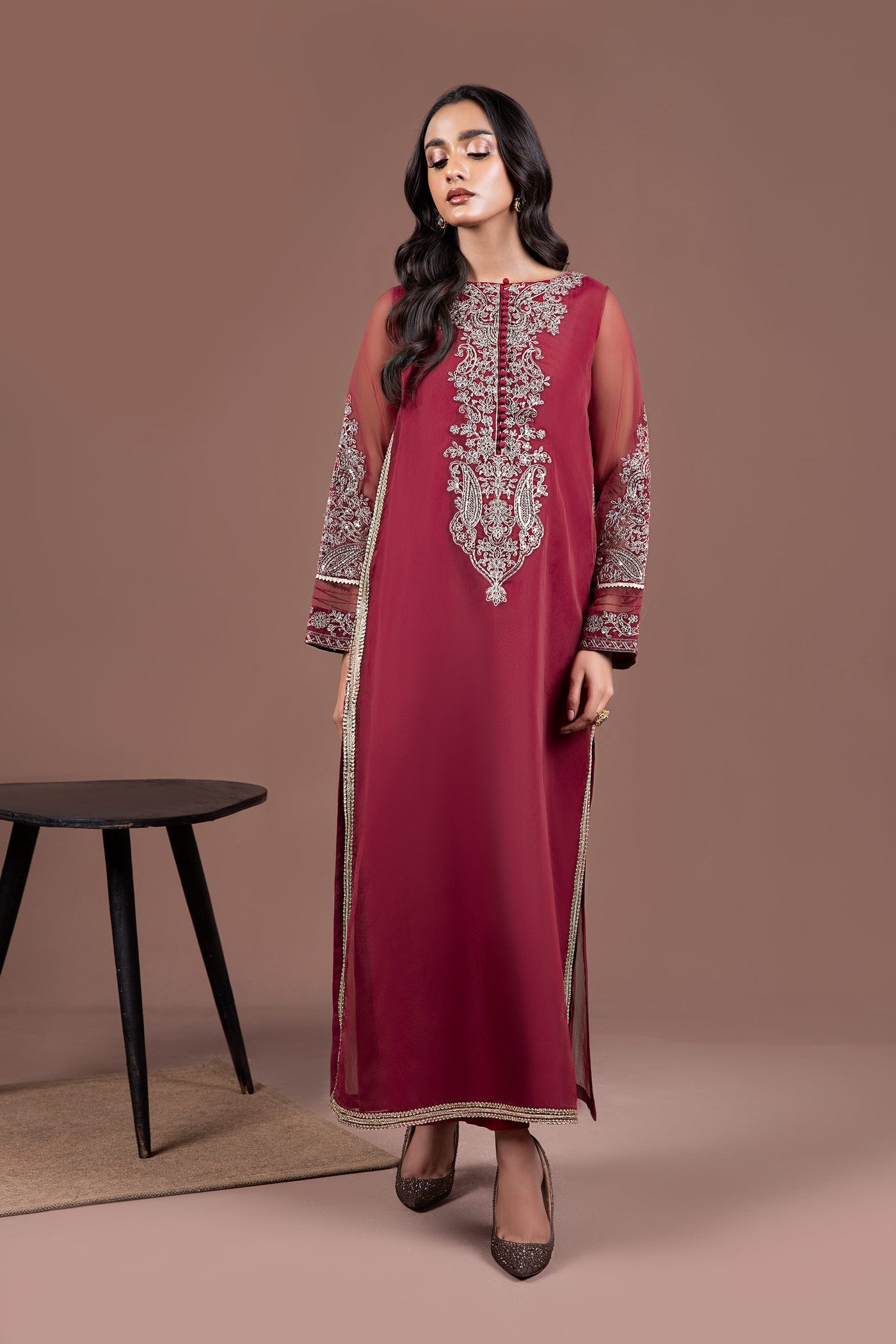 2 Pc Embroidered Organza Suit