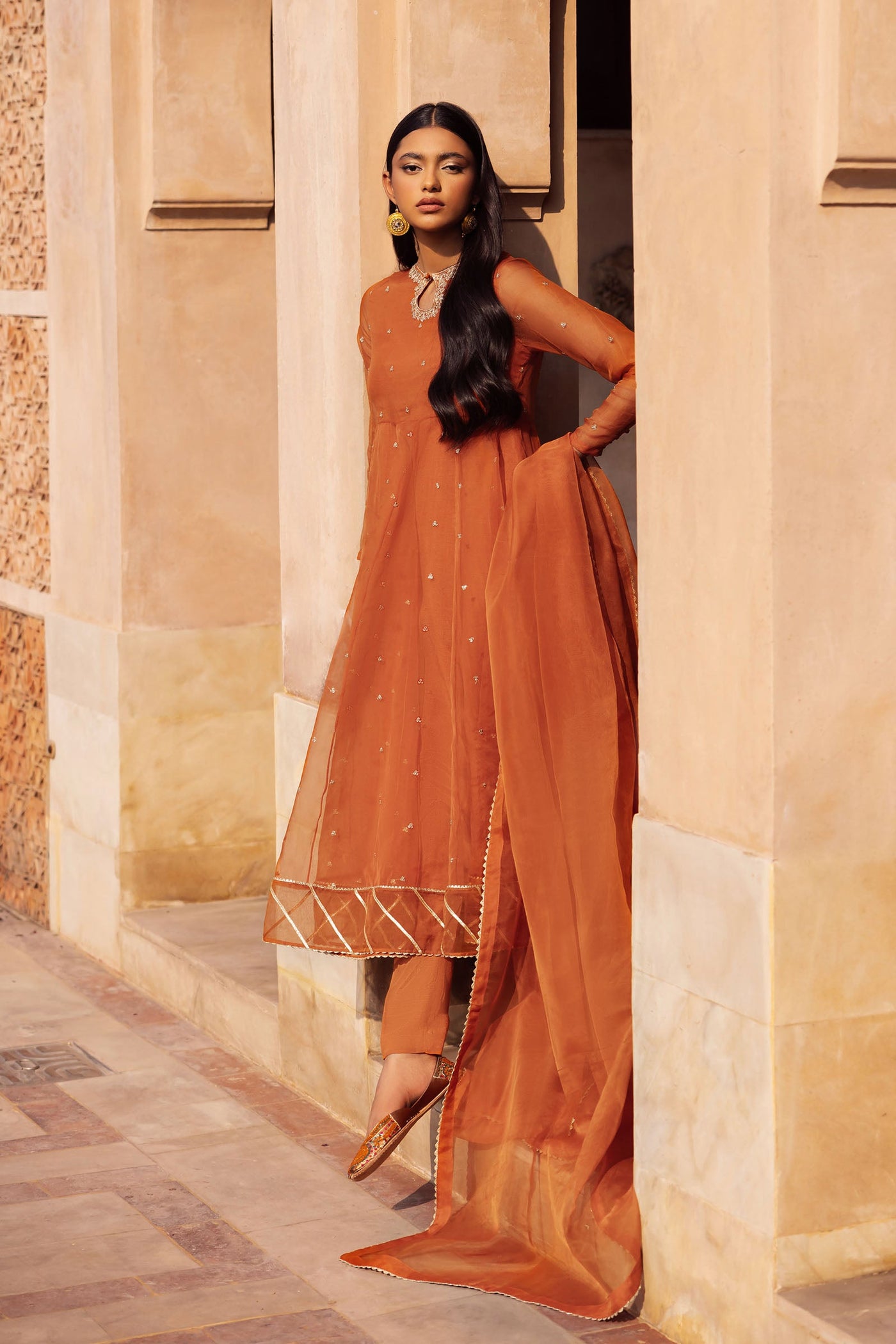 2 Piece Embroidered Organza Suit