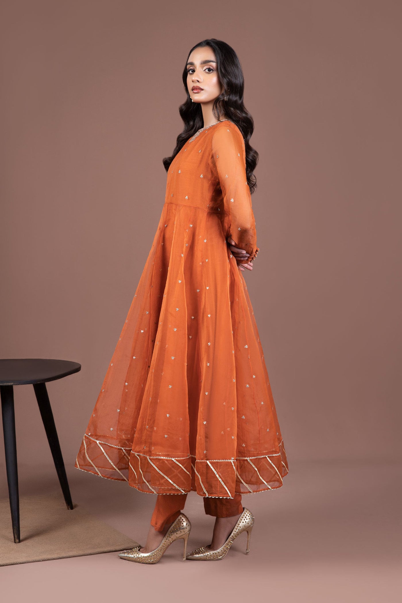 2 Piece Embroidered Organza Suit