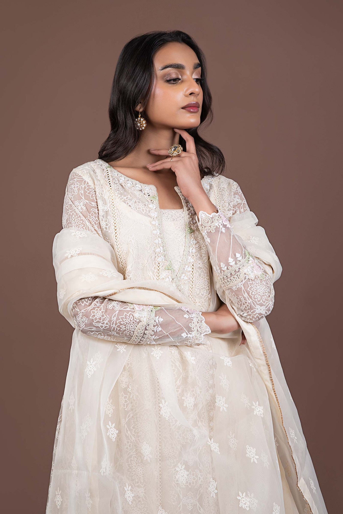 Embroidered Organza Pishwas